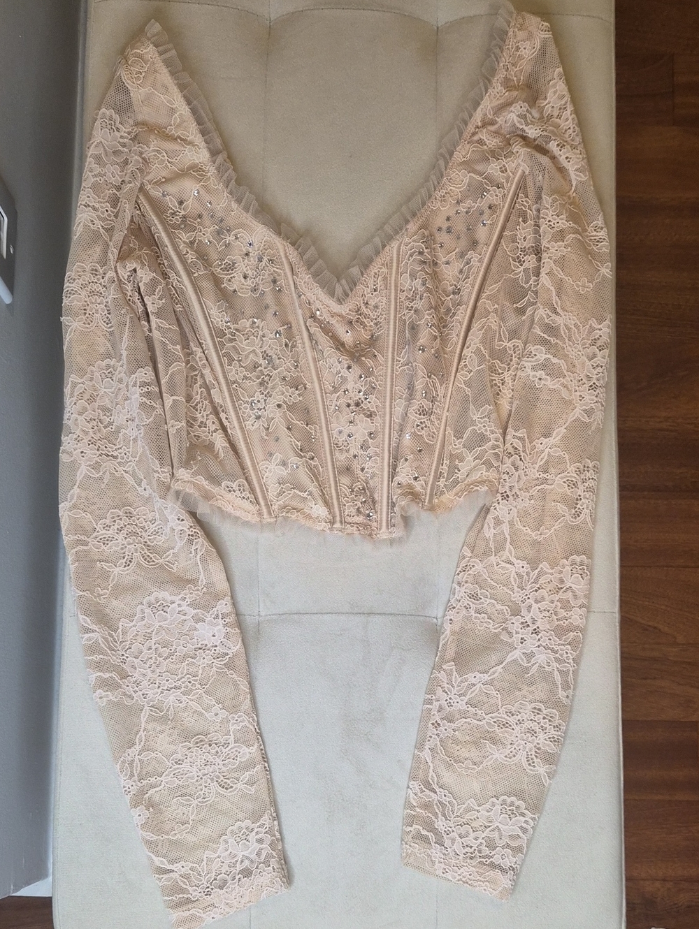 Victoria's Secret Nude Lace Long Sleeve Corset Bra